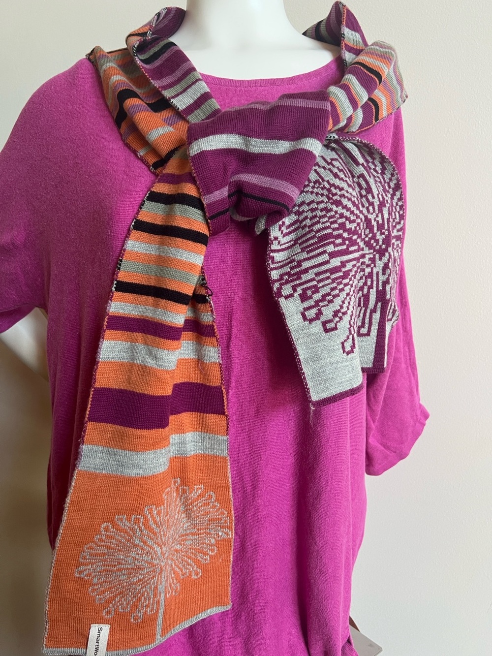 Smartwool Orange, Purple & Mint Striped Knit Scarf